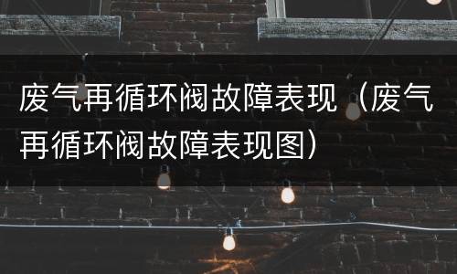 废气再循环阀故障表现（废气再循环阀故障表现图）