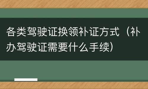 各类驾驶证换领补证方式（补办驾驶证需要什么手续）