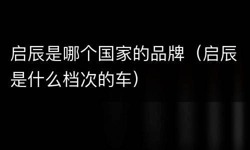 启辰是哪个国家的品牌（启辰是什么档次的车）