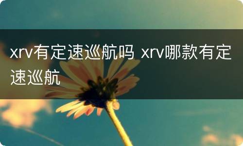 xrv有定速巡航吗 xrv哪款有定速巡航