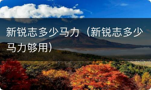 新锐志多少马力（新锐志多少马力够用）