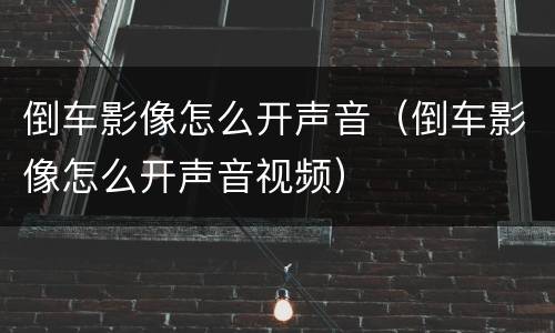 倒车影像怎么开声音（倒车影像怎么开声音视频）