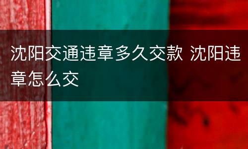 沈阳交通违章多久交款 沈阳违章怎么交