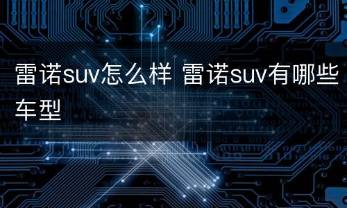 雷诺suv怎么样 雷诺suv有哪些车型