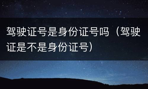 驾驶证号是身份证号吗（驾驶证是不是身份证号）