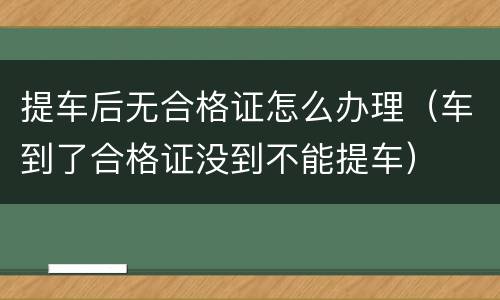 提车后无合格证怎么办理（车到了合格证没到不能提车）