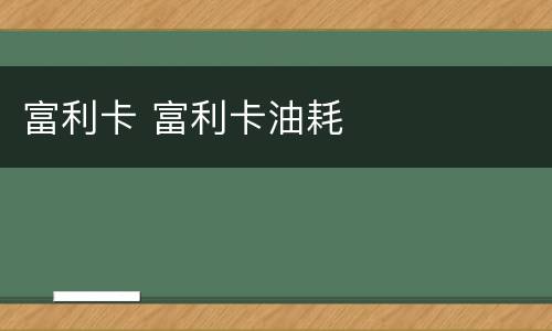 富利卡 富利卡油耗