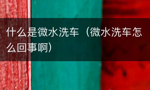 什么是微水洗车（微水洗车怎么回事啊）