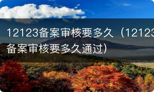 12123备案审核要多久（12123备案审核要多久通过）