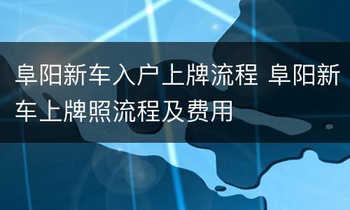 阜阳新车入户上牌流程 阜阳新车上牌照流程及费用