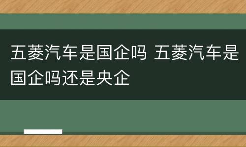 五菱汽车是国企吗 五菱汽车是国企吗还是央企