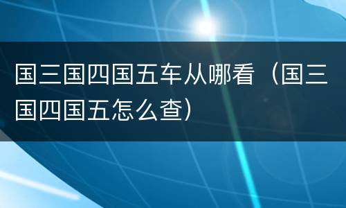 国三国四国五车从哪看（国三国四国五怎么查）
