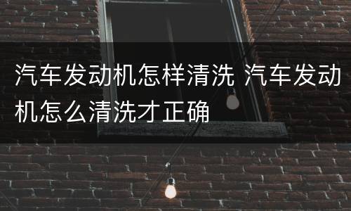 汽车发动机怎样清洗 汽车发动机怎么清洗才正确