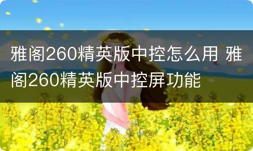 雅阁260精英版中控怎么用 雅阁260精英版中控屏功能