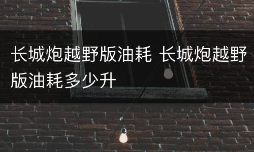 长城炮越野版油耗 长城炮越野版油耗多少升