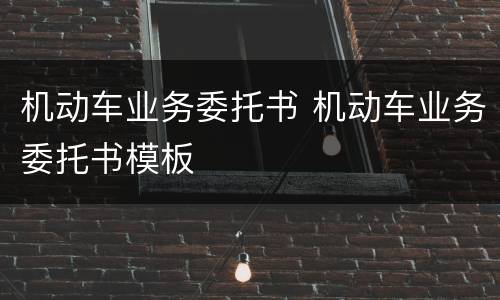 机动车业务委托书 机动车业务委托书模板