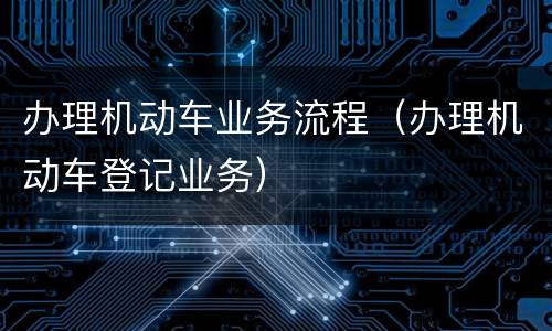 办理机动车业务流程（办理机动车登记业务）