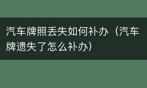 汽车牌照丢失如何补办（汽车牌遗失了怎么补办）