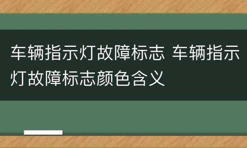 车辆指示灯故障标志 车辆指示灯故障标志颜色含义