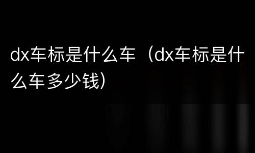 dx车标是什么车（dx车标是什么车多少钱）