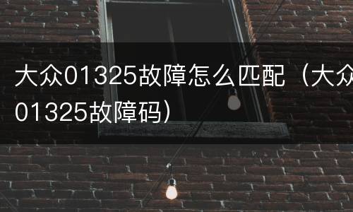 大众01325故障怎么匹配（大众01325故障码）