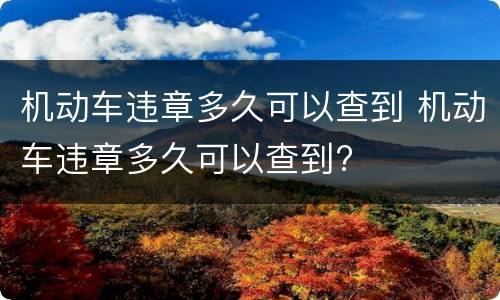 机动车违章多久可以查到 机动车违章多久可以查到?