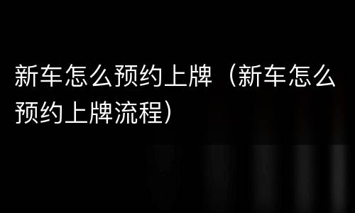 新车怎么预约上牌（新车怎么预约上牌流程）