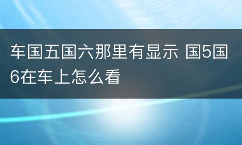 车国五国六那里有显示 国5国6在车上怎么看