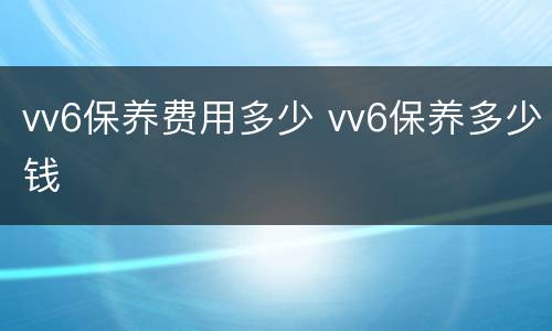 vv6保养费用多少 vv6保养多少钱