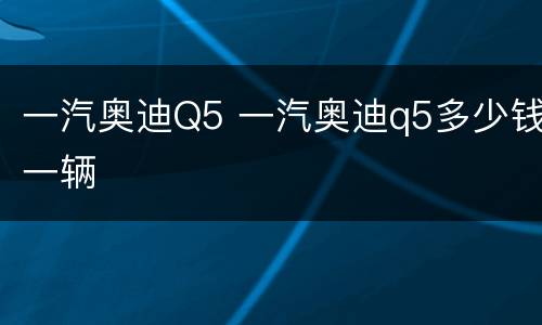 一汽奥迪Q5 一汽奥迪q5多少钱一辆
