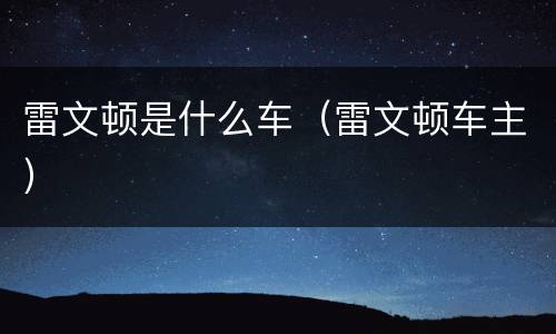 雷文顿是什么车（雷文顿车主）