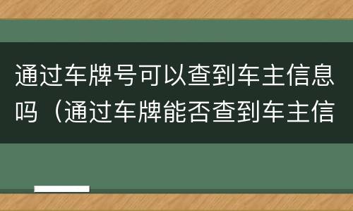 通过车牌号可以查到车主信息吗（通过车牌能否查到车主信息）