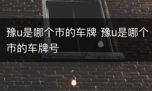 豫u是哪个市的车牌 豫u是哪个市的车牌号