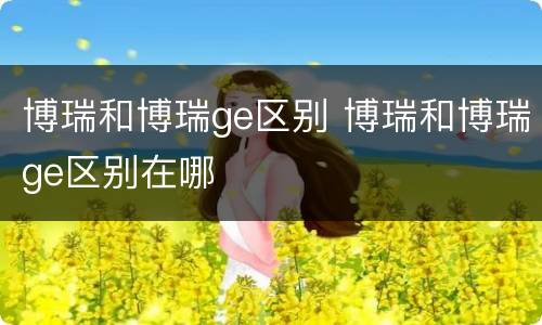 博瑞和博瑞ge区别 博瑞和博瑞ge区别在哪