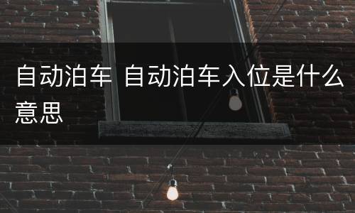自动泊车 自动泊车入位是什么意思