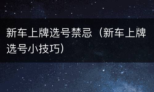 新车上牌选号禁忌（新车上牌选号小技巧）