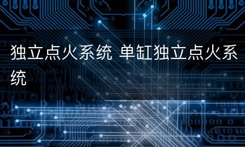 独立点火系统 单缸独立点火系统
