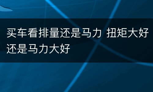 买车看排量还是马力 扭矩大好还是马力大好