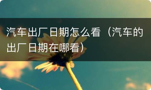 汽车出厂日期怎么看（汽车的出厂日期在哪看）