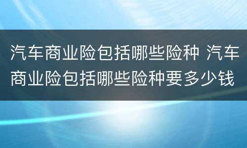 汽车商业险包括哪些险种 汽车商业险包括哪些险种要多少钱