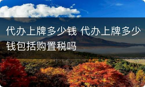 代办上牌多少钱 代办上牌多少钱包括购置税吗