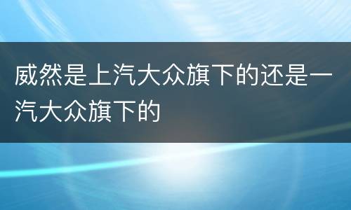 威然是上汽大众旗下的还是一汽大众旗下的
