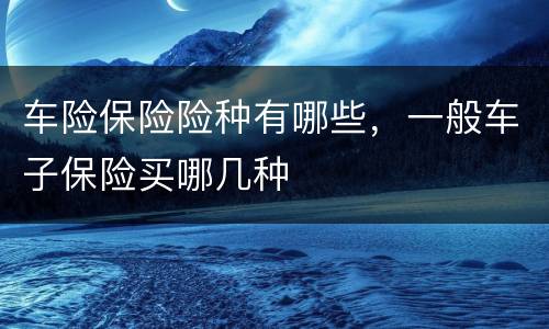 车险保险险种有哪些，一般车子保险买哪几种