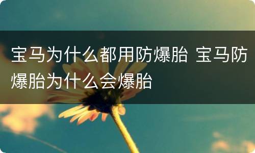 宝马为什么都用防爆胎 宝马防爆胎为什么会爆胎