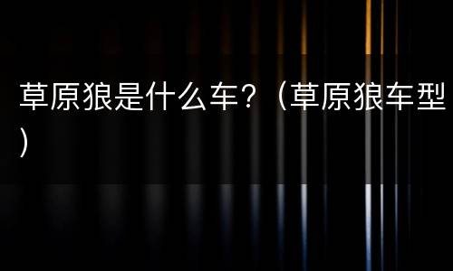 草原狼是什么车?（草原狼车型）