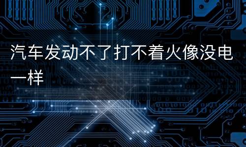 汽车发动不了打不着火像没电一样
