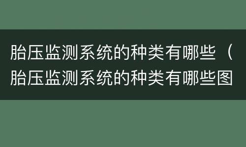 胎压监测系统的种类有哪些（胎压监测系统的种类有哪些图片）