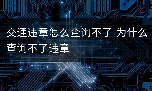 交通违章怎么查询不了 为什么查询不了违章