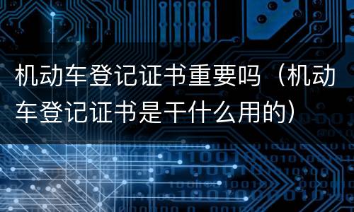 机动车登记证书重要吗（机动车登记证书是干什么用的）