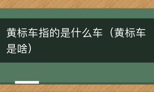 黄标车指的是什么车（黄标车是啥）